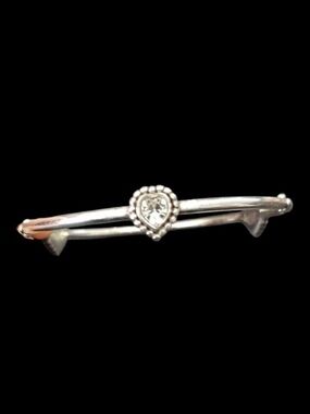 Brighton Twinkle Heart Rhodium Plated Crystal 7" Bangle Bracelet Retired